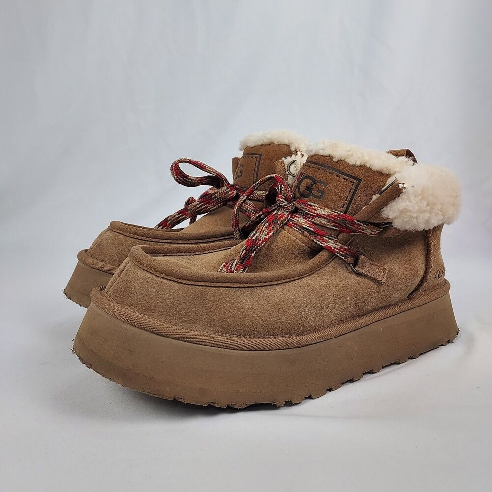 UGG Funkarra Cabin Cuff Winter Boots Womens Size 10 Brown Faux Fur Lined